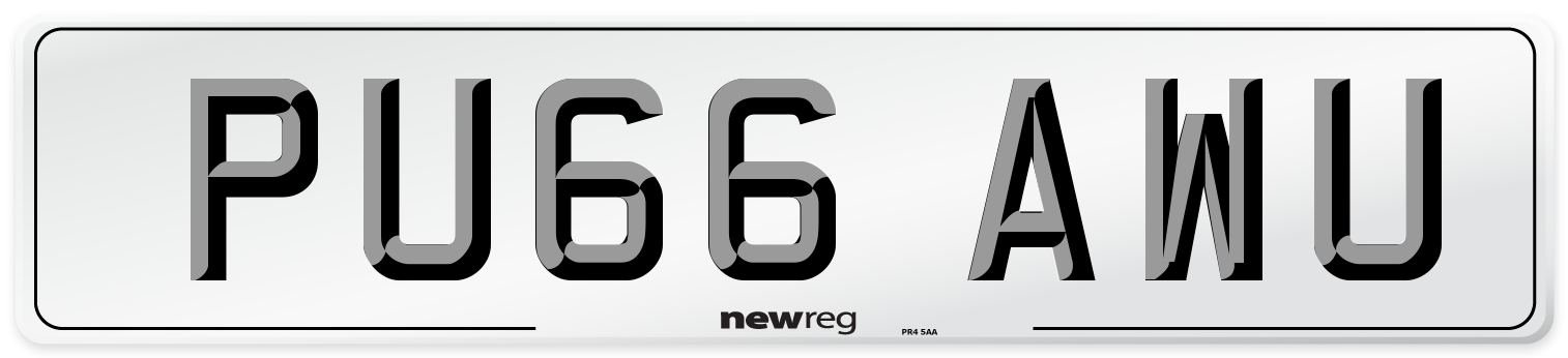 PU66 AWU Number Plate from New Reg